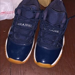 Navy blue low top air Jordan 11s